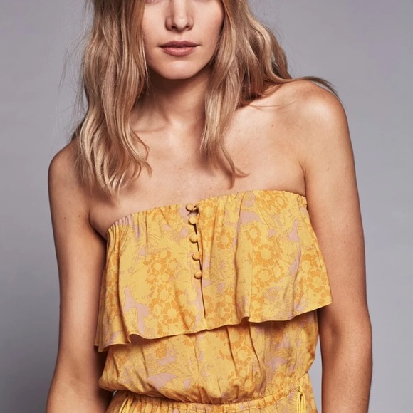 🍄🌼 Free People Rays of Gold jumpsuit XS S - Picture 8 of 10